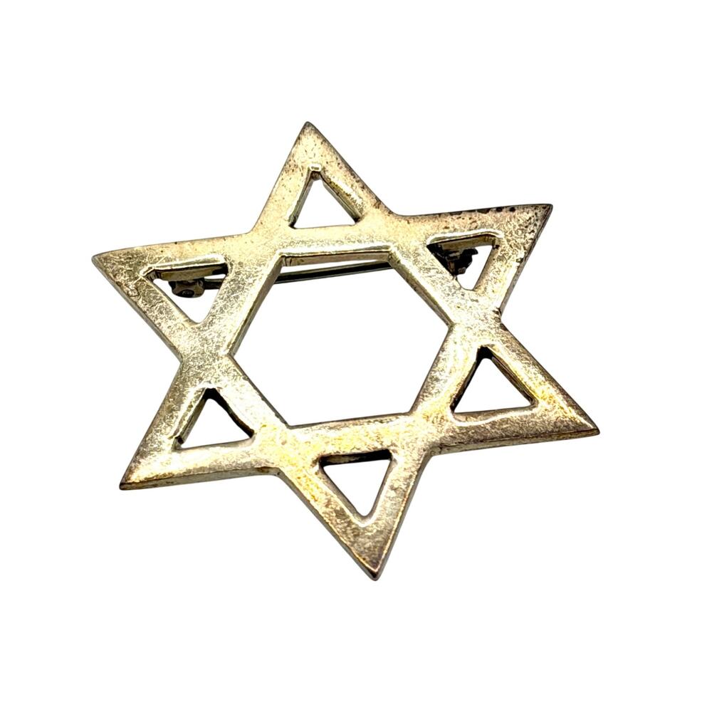 Vintage 80s Sterling Silver Minimalist Geometric Star of David Pin Brooch